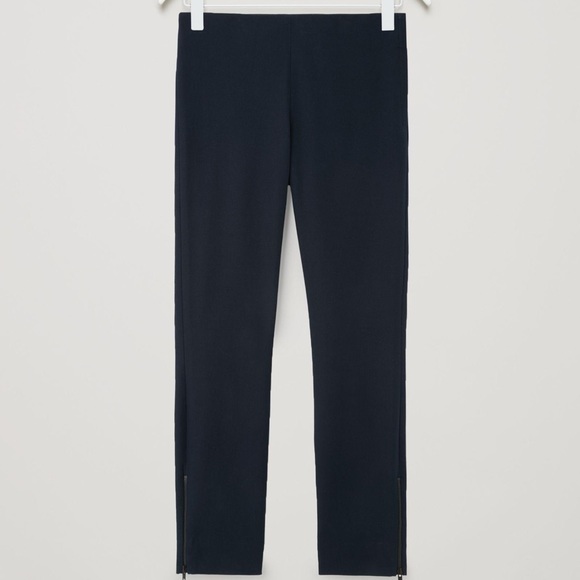 COS Slim Fit Trousers Pants zippers at the ankles navy blue - Picture 1 of 6